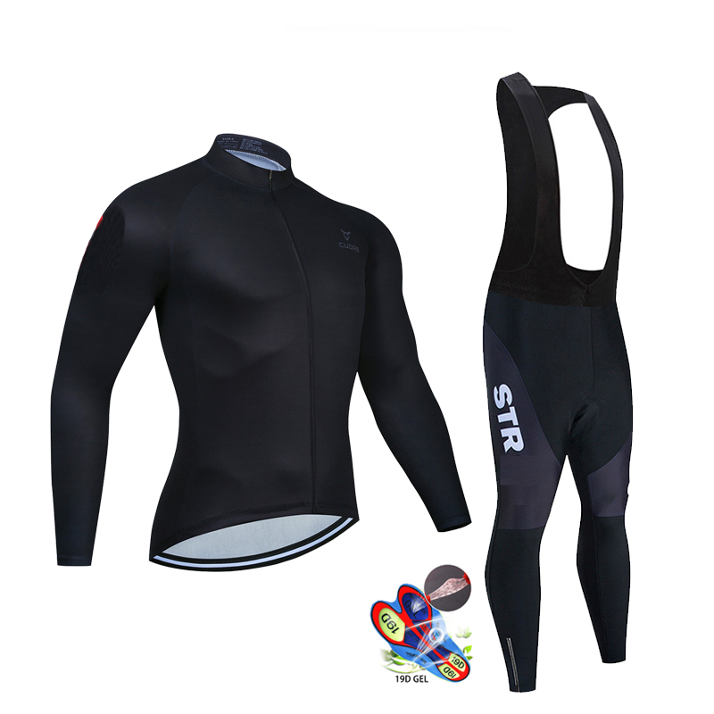 Mountain Biking Pants For Men - Maglia da ciclismo nera autunnale Set