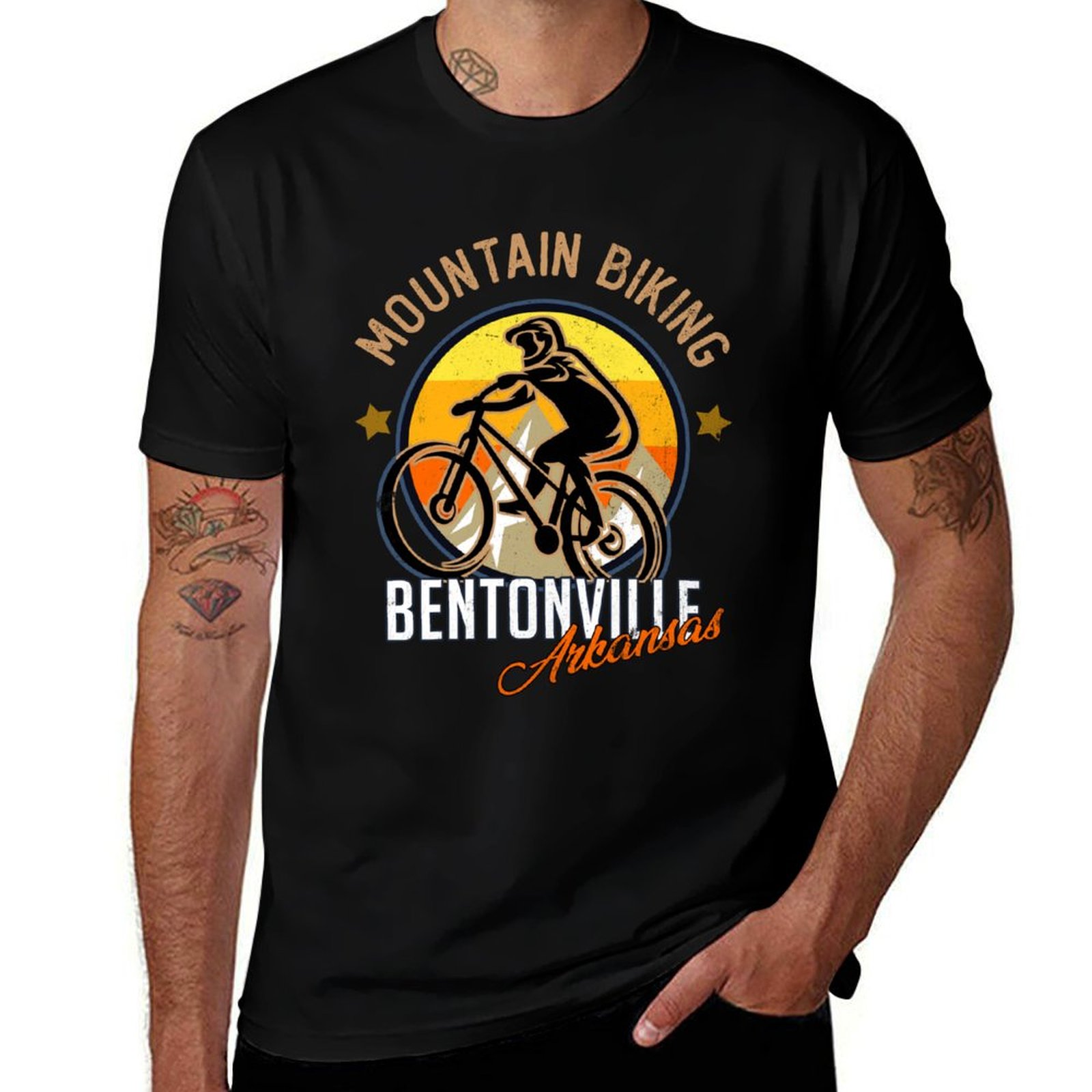 Mountain Biking Arkansas - T-shirt per mountain bike di Bentonville,